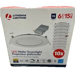 Lithonia Lighting LED Wafer Downlight 10 Count, 11.2 Watts, 120V, 790 Lumens.